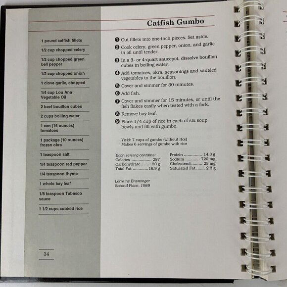 Louisiana Festivals Cookbook Spiral Hardcover 1994 By Lou Ana Gardens - Picture 7 of 14